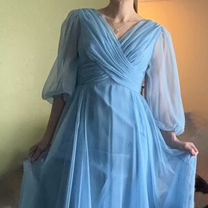 Vintage Miss Elliette Gown Floor Length Light Blue Fits Like S